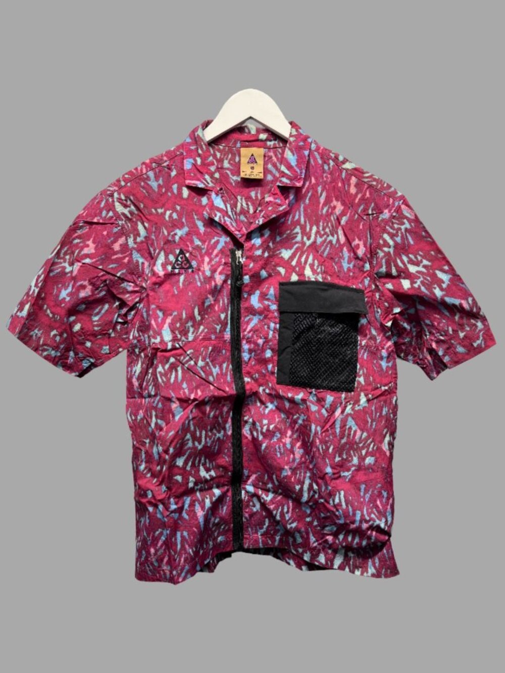 NIKE ACG Hot Pink Blue Utility Full Zip Hiking Shirt